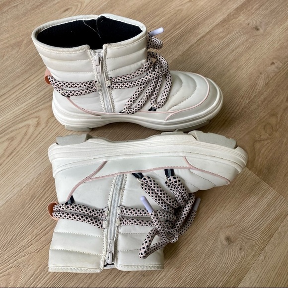 ZARA Off White & Pink Chunky Puffer Winter Boots | Insulated | Women’s Size 5 - Picture 3 of 6